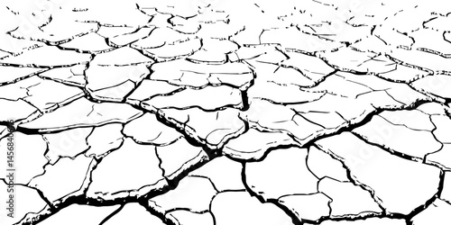 Closeup of dry fissure ground. White dried and cracked ground earth background.Gray crack on earth texture. erosion.	