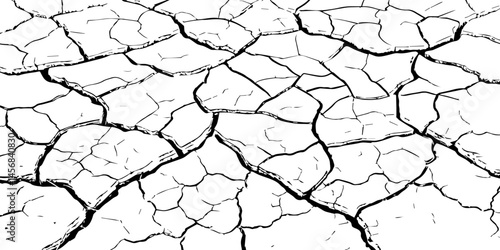 Closeup of dry fissure ground. White dried and cracked ground earth background.Gray crack on earth texture. erosion.	