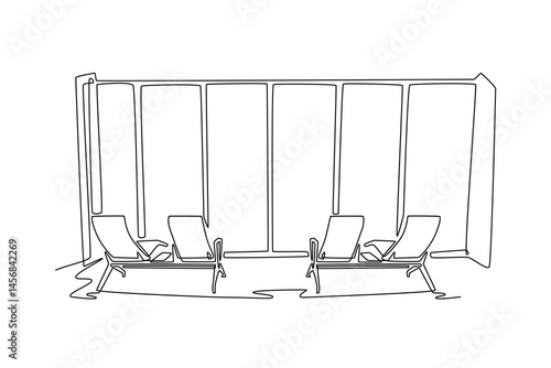 Airport activity concept. Single line draw design. Vector graphic illustration.
