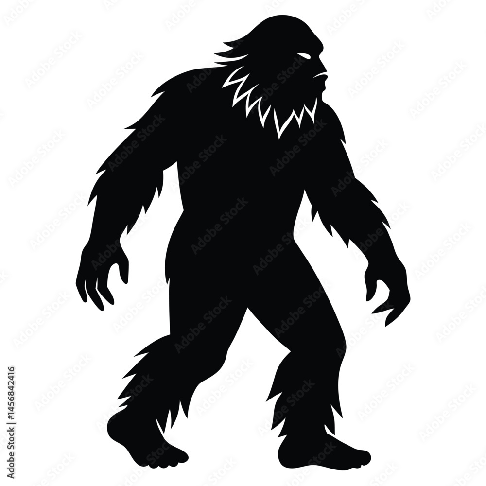 Fototapeta premium Mysterious Bigfoot Silhouette Cryptid Creature of Legend