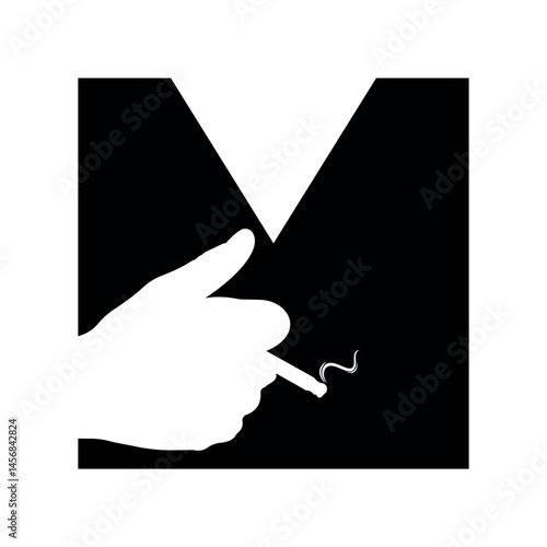 Smoking Logo combine with letter M vector template