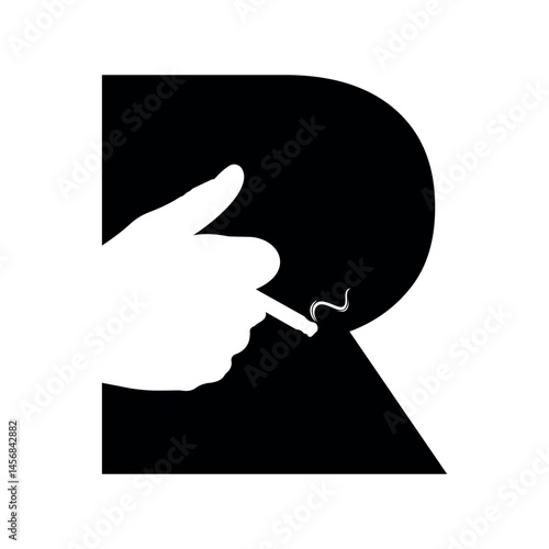 Smoking Logo combine with letter R vector template