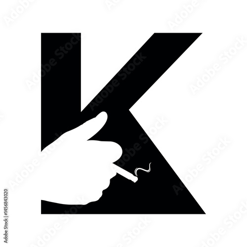 Smoking Logo combine with letter K vector template