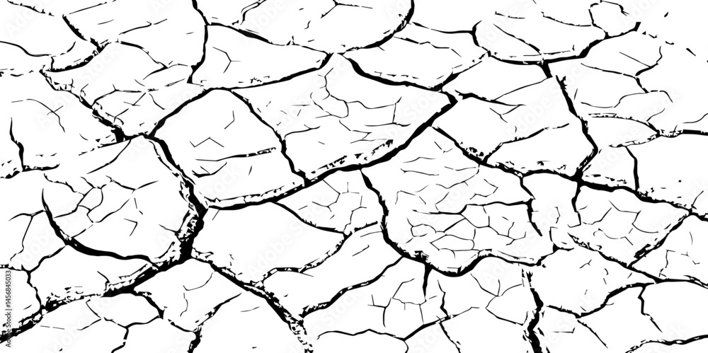 Closeup of dry fissure ground. White dried and cracked ground earth background.Gray crack on earth texture. erosion.	