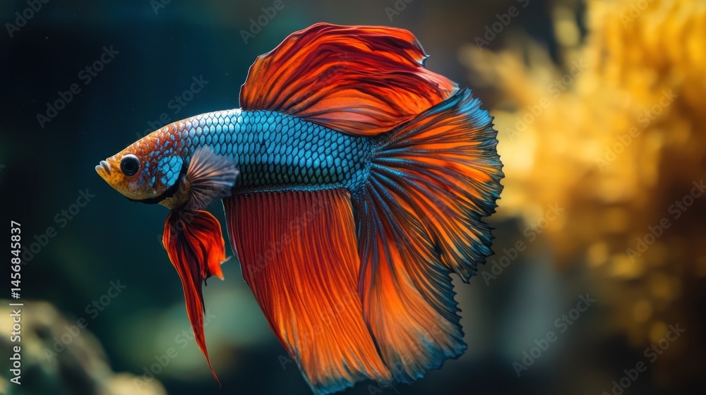 Vibrant betta fish with flowing fins Vibrant betta fish with flowing fins