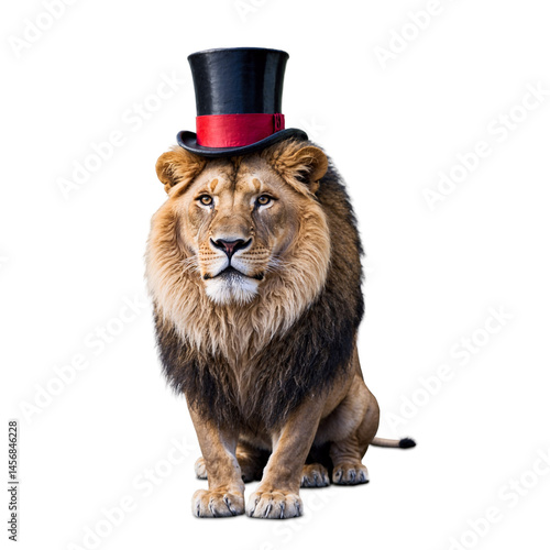 Wallpaper Mural Lion wearing a circus ringmaster outfit with top hat in transparent background transparent background isolated png stock Torontodigital.ca