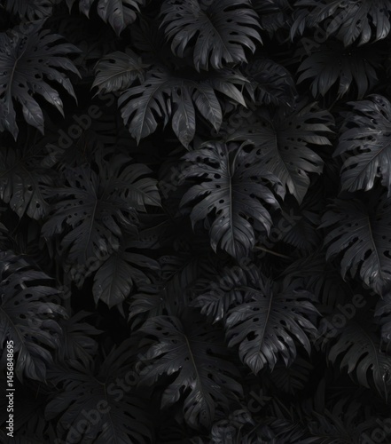 Wallpaper Mural Intricate dark tropical leaves, vines, and shadows on a black background ,  illustration,  art Torontodigital.ca