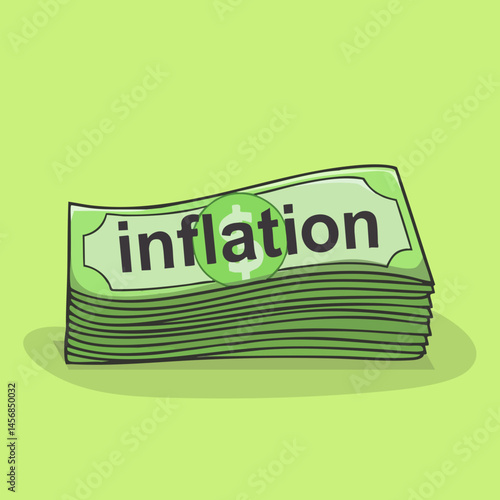 Stack of Money Illustrating Inflation Concept. Vector Image