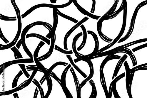 Hand-drawn black strokes create an abstract tangled design. The irregular overlapping lines on a white background bring energy and movement, perfect for contemporary decor and graphic design.