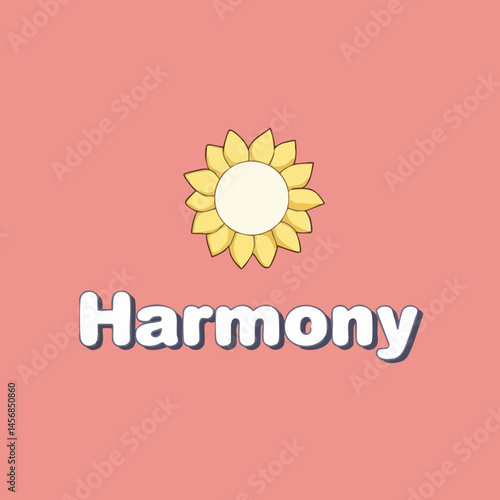 Floral Design with Harmony Text. Vector Image