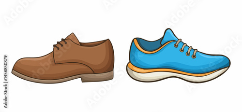 Formal Shoe and Athletic Sneaker Pair. Vector Image