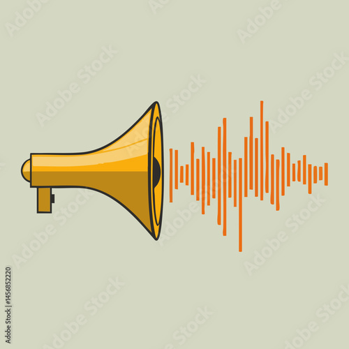 Abstract Sound Wave Illustration with Megaphone. Vector Image
