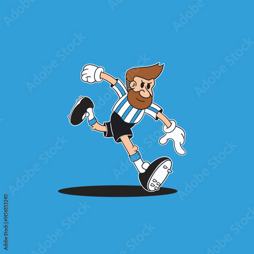 illustration Cartoon Football Player Kicking