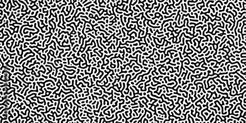 Organic seamless patterns with rounded lines Diffusion reaction background. Monochrome background of natural organic forms motion. Overlay template abstract Turing organic wallpaper background.