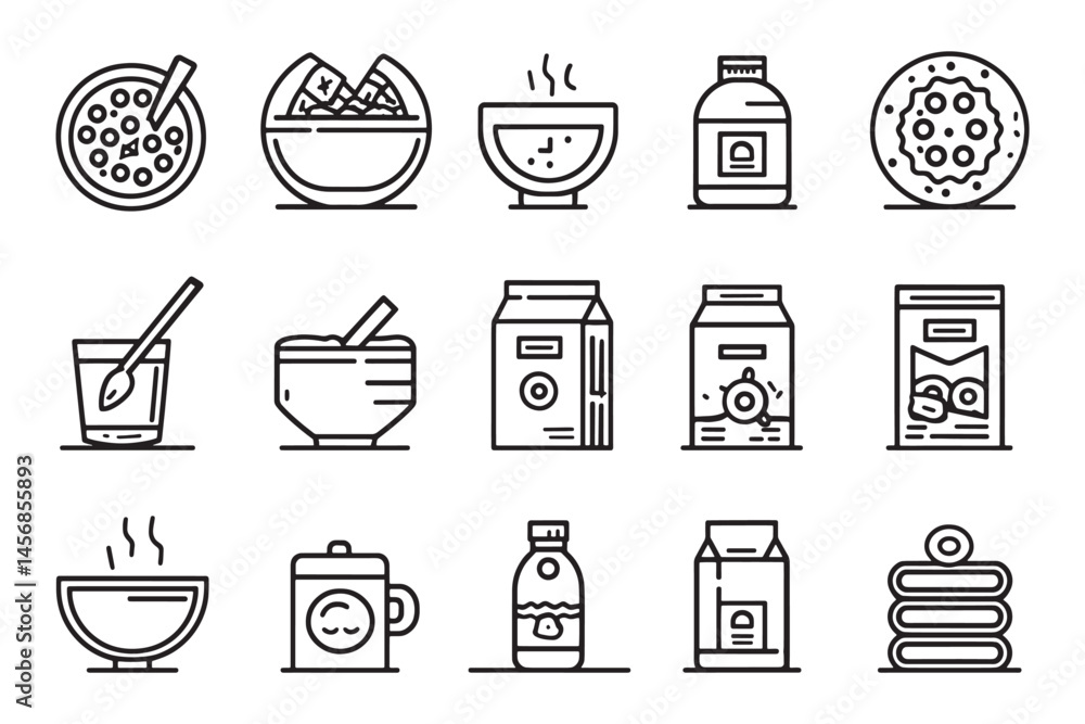 Cereal bowl icon in simple line form Cereal bowl icon in simple line form