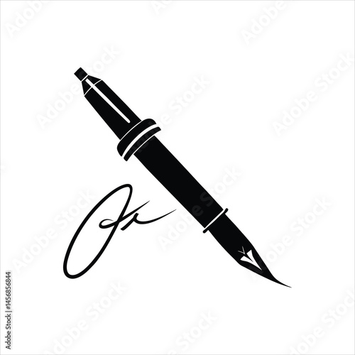 Silhouette of Ink Pen with Handwritten Signature