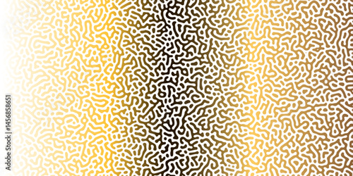 Abstract Reaction-diffusion Turing pattern natural texture golden gradient color scheme. Linear design with biological algorithm psychedelic background. Reaction-diffusion or truing patter	