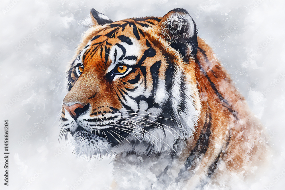 Obraz premium watercolor tiger portrait,