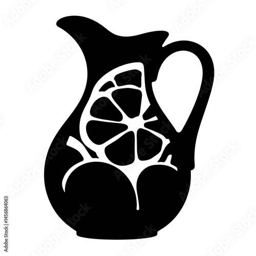 Elegant silhouette of alcohol-free sangria pitcher with fruit, summer refreshment