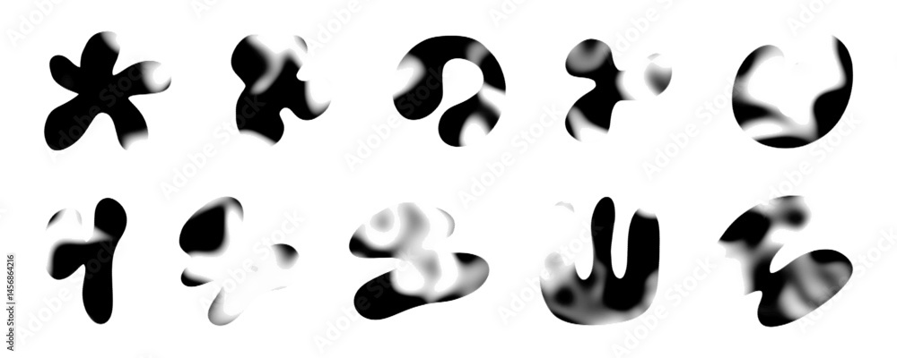 Fototapeta premium Liquid abstract shapes with highlights and halftones create a mesmerizing interplay of light and form in a minimalist design.