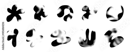 Liquid abstract shapes with highlights and halftones create a mesmerizing interplay of light and form in a minimalist design.