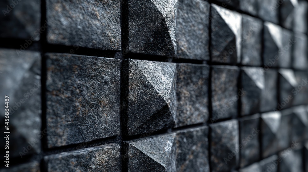 Naklejka premium Dark gray textured square tiles