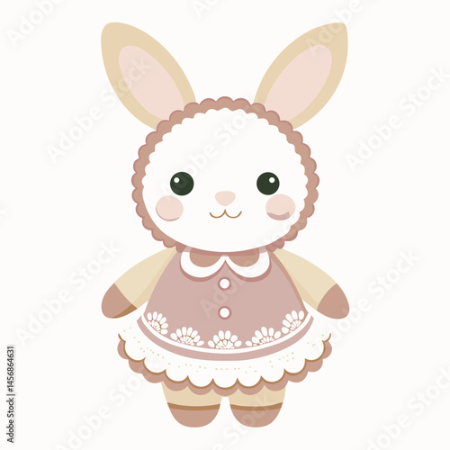 Adorable Cartoon Bunny in Pink Dress Illustration