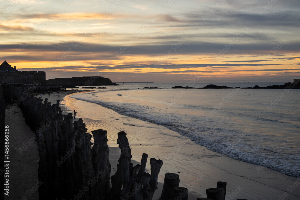 sunset over the beach