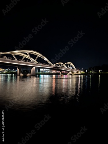 Brücke, Fluss, Linz, Wasser, Nacht,