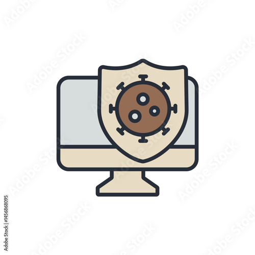 anti virus protection icons isolated on White Background. Flat style design