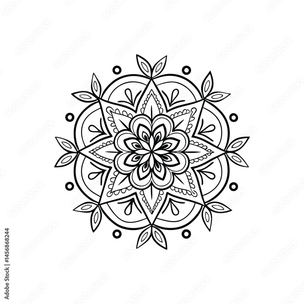 Fototapeta premium Circular pattern in the form of a mandala. Henna tatoo mandala. Mehndi style. Decorative pattern in oriental style. Coloring book page.