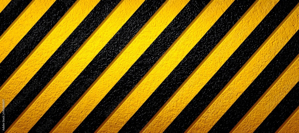 Construction danger safety sign banner. Stripe black and yellow warning line background template. Generative AI technology.