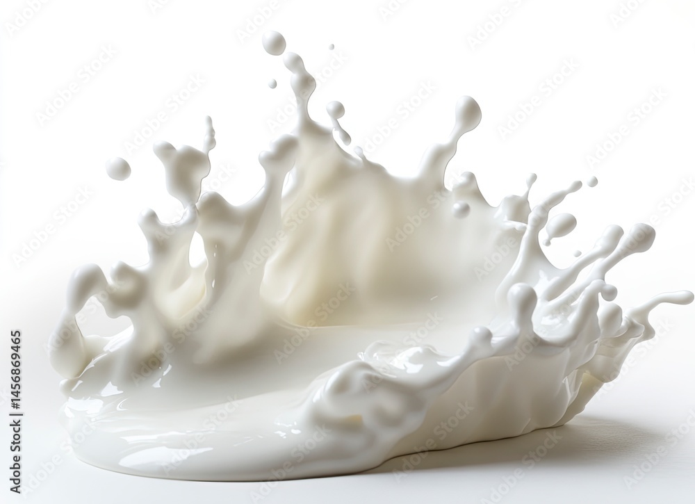 Milk splash isolated on a white background, high-resolution photography, realistic photo, stock photo. generative ai Milk splash isolated on a white background, high-resolution photography, realistic photo, stock photo. generative ai