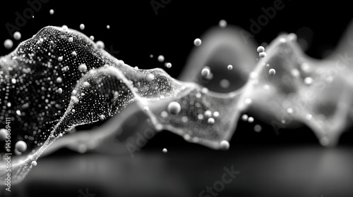 futuristic abstract mesh wave with the connection of dots and lines 3d rendering,photo stock