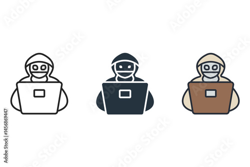 hacker icons isolated on White Background. Flat style design