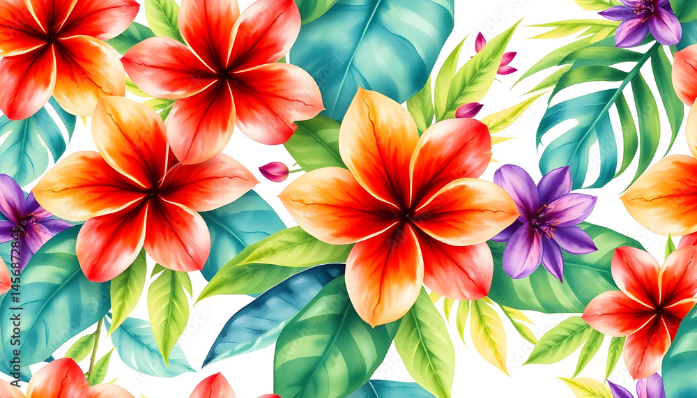 Vibrant floral pattern design nature digital art bright colors aesthetic tropical vibe Vibrant floral pattern design nature digital art bright colors aesthetic tropical vibe