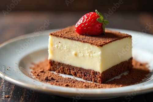 Individual tiramisu portion, dusted cocoa, elegant presentation, italian, italianfood