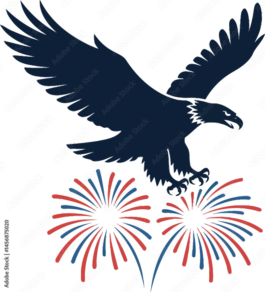 Obraz premium Happy Independence Day, 4th July silhouette vector illustration,n white background