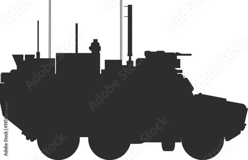 Griffon armored personnel carrier icon silhouette in black, French armored infantry vehicle.