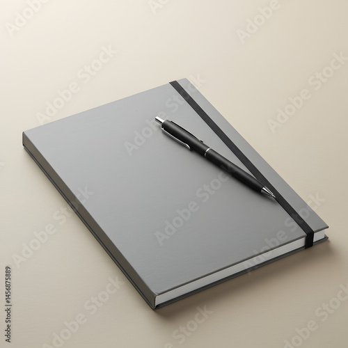 Wallpaper Mural Elegant Gray Notebook and Pen A Minimalist Workspace Essential for Note-Taking, Journaling, and Sketching Torontodigital.ca