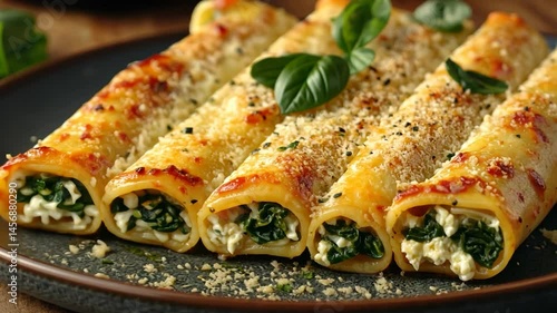 Delicious Baked Cannelloni with Spinach and Ricotta Cheese