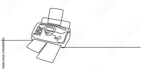 fax machine icon continuous one line drawing, Fax Machine line icon, Fax Line Icon, Printer One line drawing on white background, One single line drawing of digital printer for company business style.