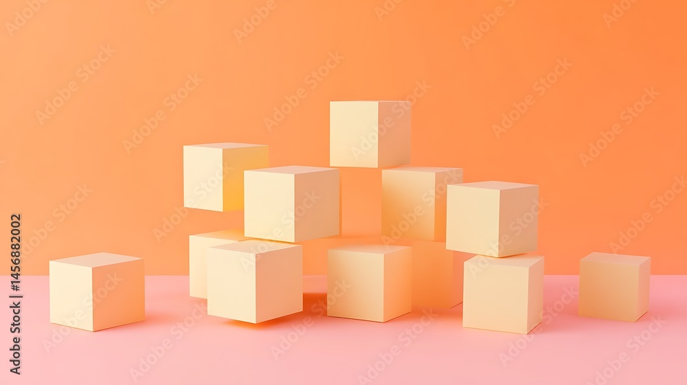 Obraz premium A gradient background with 3D geometric cubes 