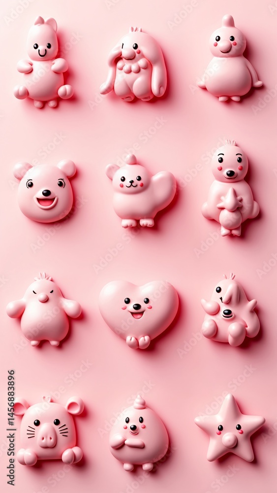 A pink background with a bunch of small pink animals. A pink background with a bunch of small pink animals.