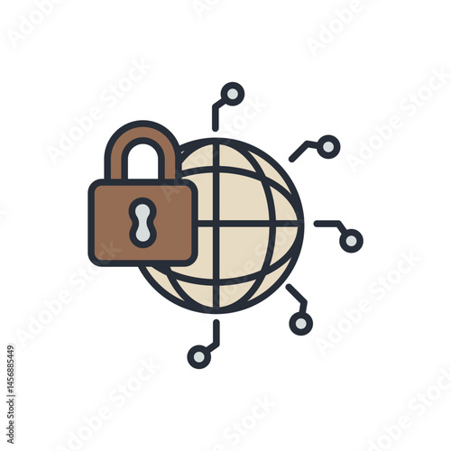 network security icons isolated on White Background. Flat style design