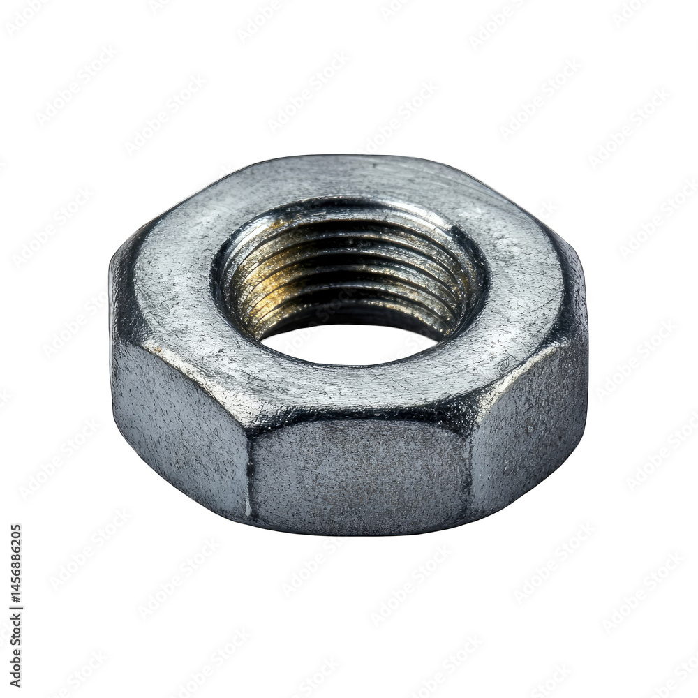 Hex Nut Close-up: Metal Fastener Detail Image isolated on transparent background Hex Nut Close-up: Metal Fastener Detail Image isolated on transparent background