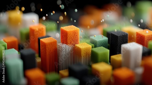 moving cubes with different colors abstract 3d animation.stock photo