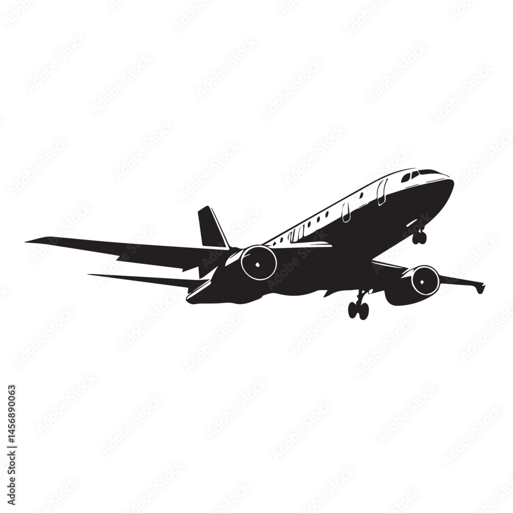 Modern Style Airplane Silhouette Vector Modern Style Airplane Silhouette Vector