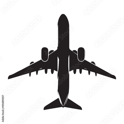 Black Airplane Shape in Vector Style