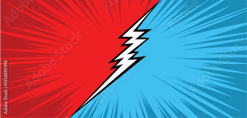 Blank comic cartoon versus background of rays arranged in a circle. Illustration of a flash or glare. Concentration in the center of the composition. For various graphic designs. Vector illustration